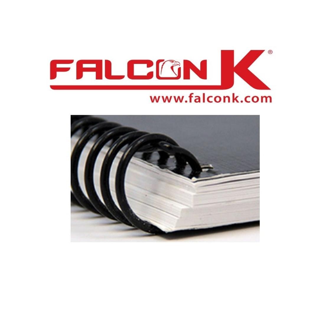 Perforelieur anneaux plastiques Pas US et spirales coils Pas 4:1 X8 FALCON K - Document relié en spirale coil 4:1 avec le perforelieur Falcon K X8