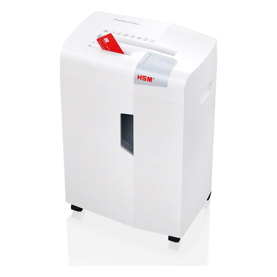 Destructeur de documents HSM shredstar X12pro, carte de crédit engagée dans le bloc de coupe séparé