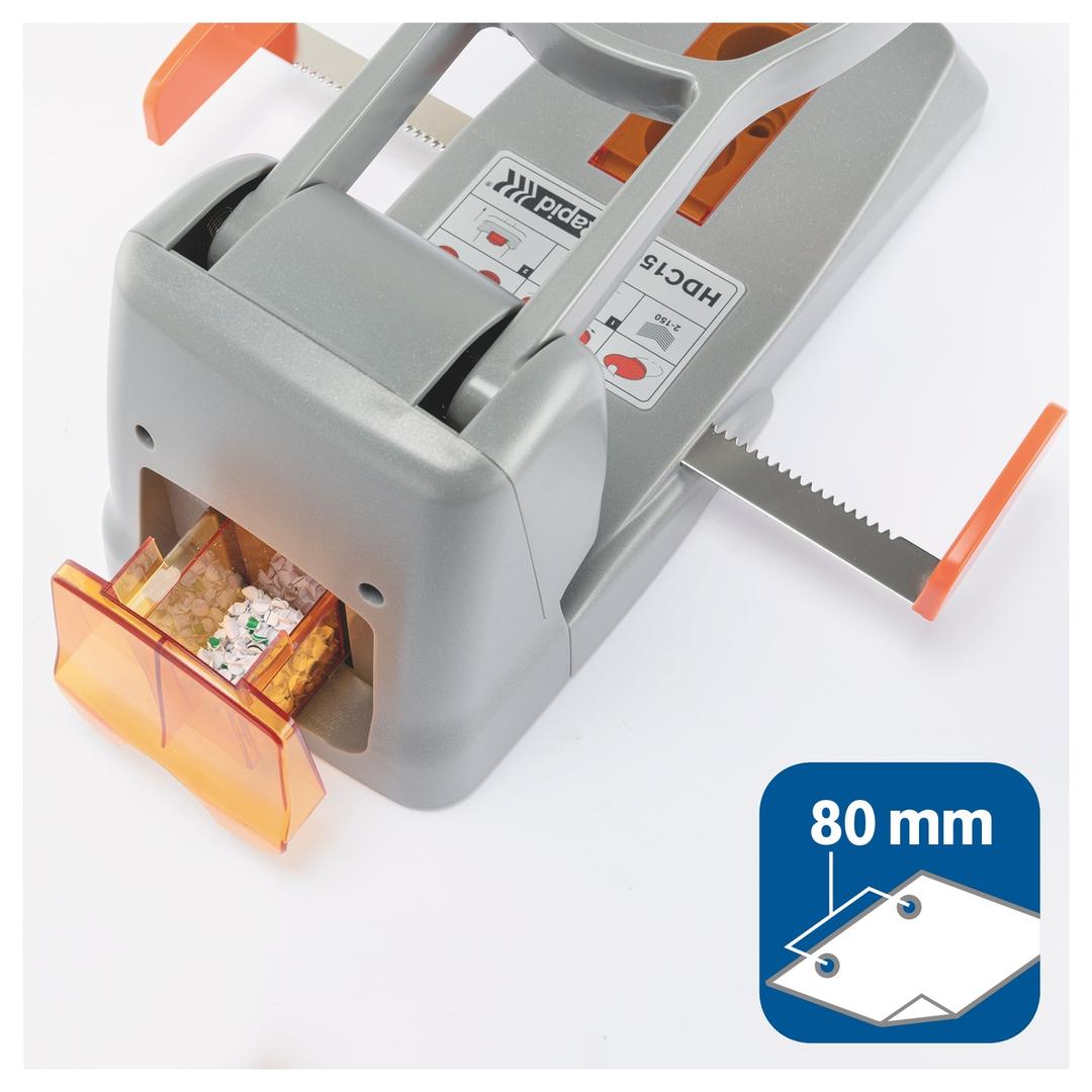 Unité de coupe et bac à confettis du perforateur Rapid Supreme HDC150.