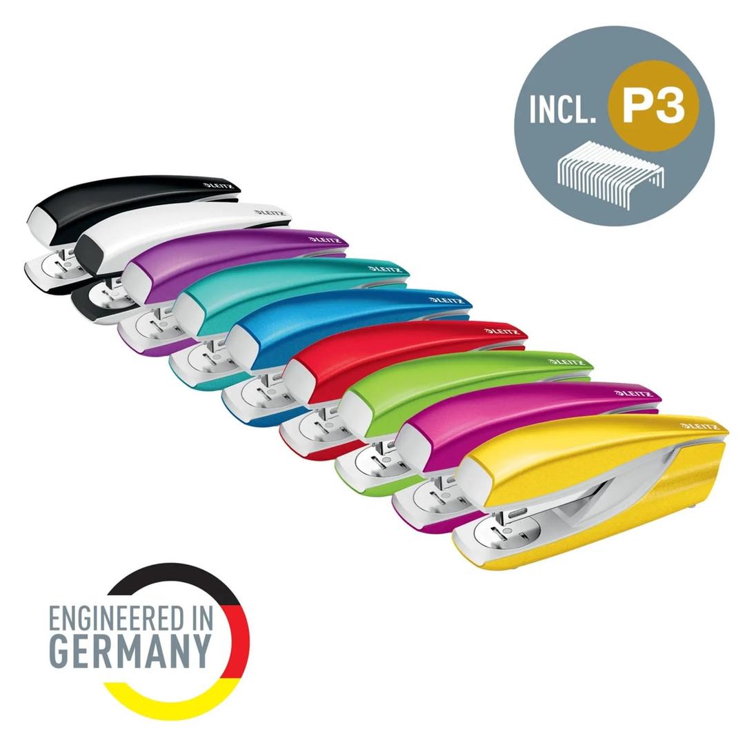 Les neuf couleurs de l'agrafeuse de bureau Leitz NeXXt WOW 5502.