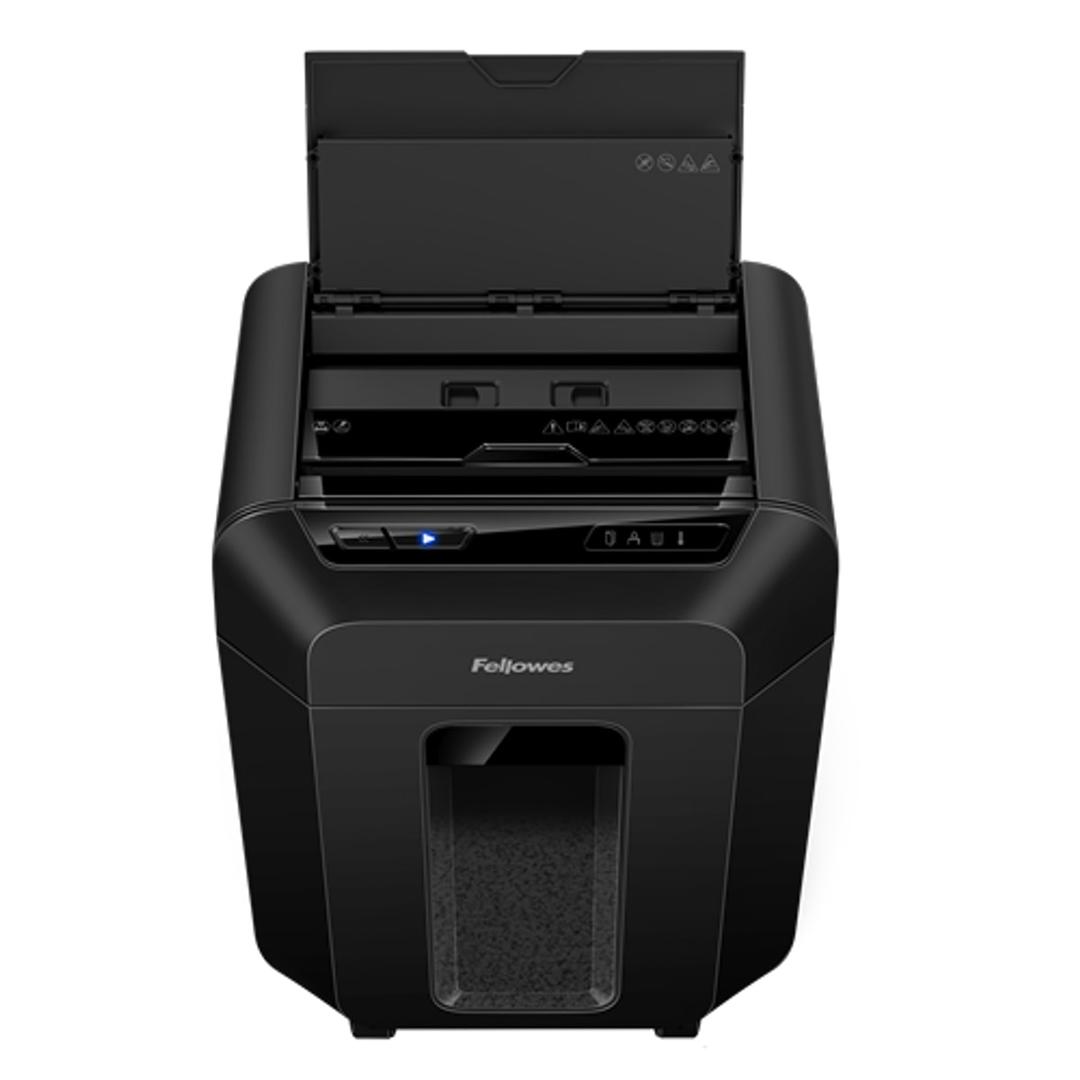Destructeur coupe croisée P4 avec insertion papier automatique AutoMax 90M FELLOWES — Bac d'alimentation automatique jusqu'à 90 feuilles (70g/m²) - Destructeur de papier fellowes