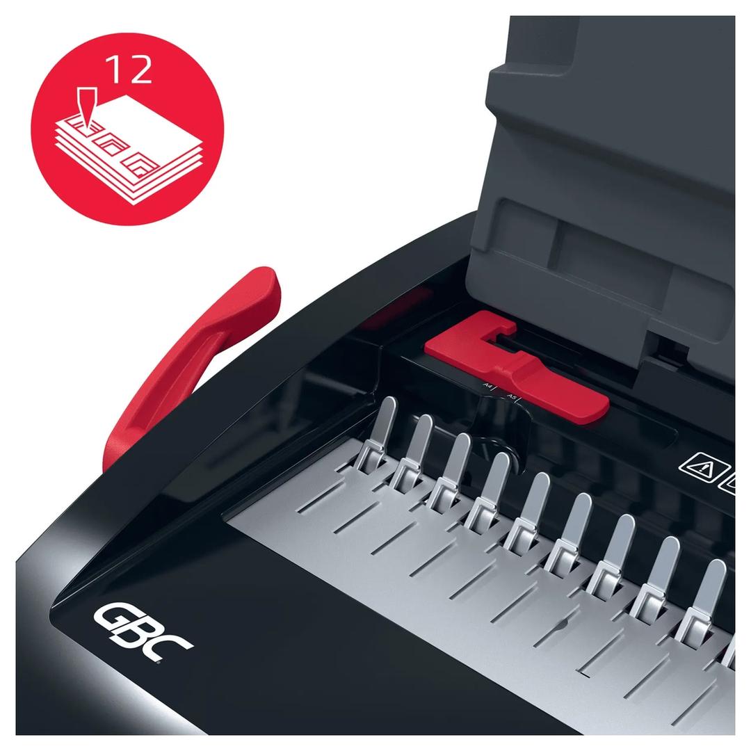 Perforelieuse manuelle à peignes plastiques, 12 feuilles CombBind CB12 GBC - Capacité de perforation maximale 12 feuilles