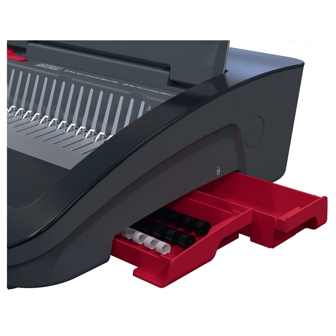 Perforelieuse électrique à peignes plastiques, 25 feuilles CombBind CB25E GBC - Compartiment de rangement accessoires
