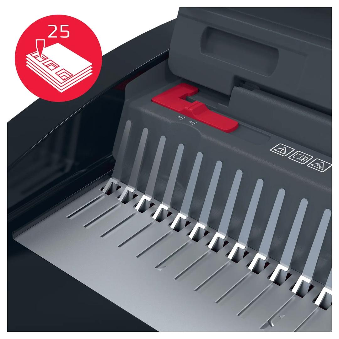 Perforelieuse électrique à peignes plastiques, 25 feuilles CombBind CB25E GBC - Gros plan capacité de perforation 25 feuilles
