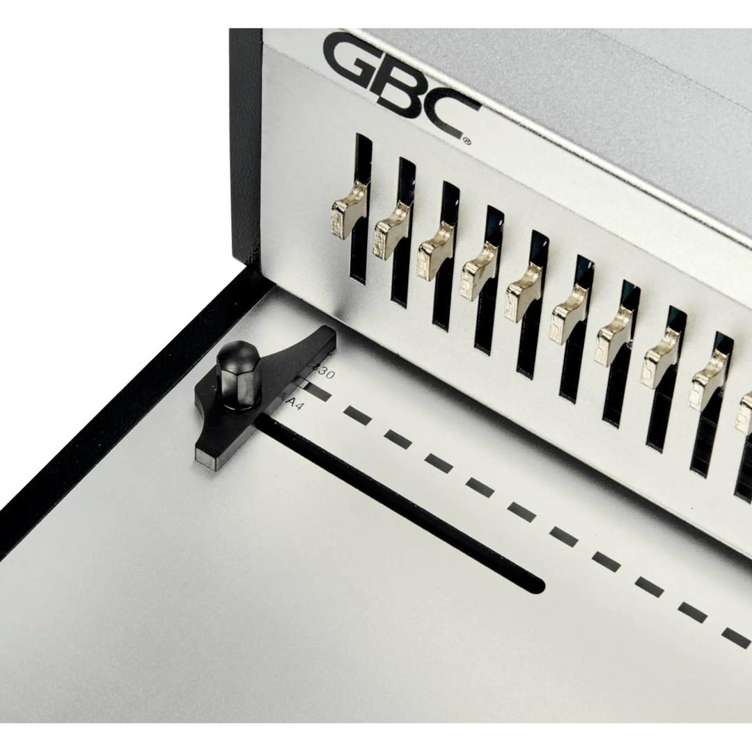 Perforelieuse électrique à pédale, peignes plastiques CB30E Pro GBC - Avec guide papier réglable pour format a4