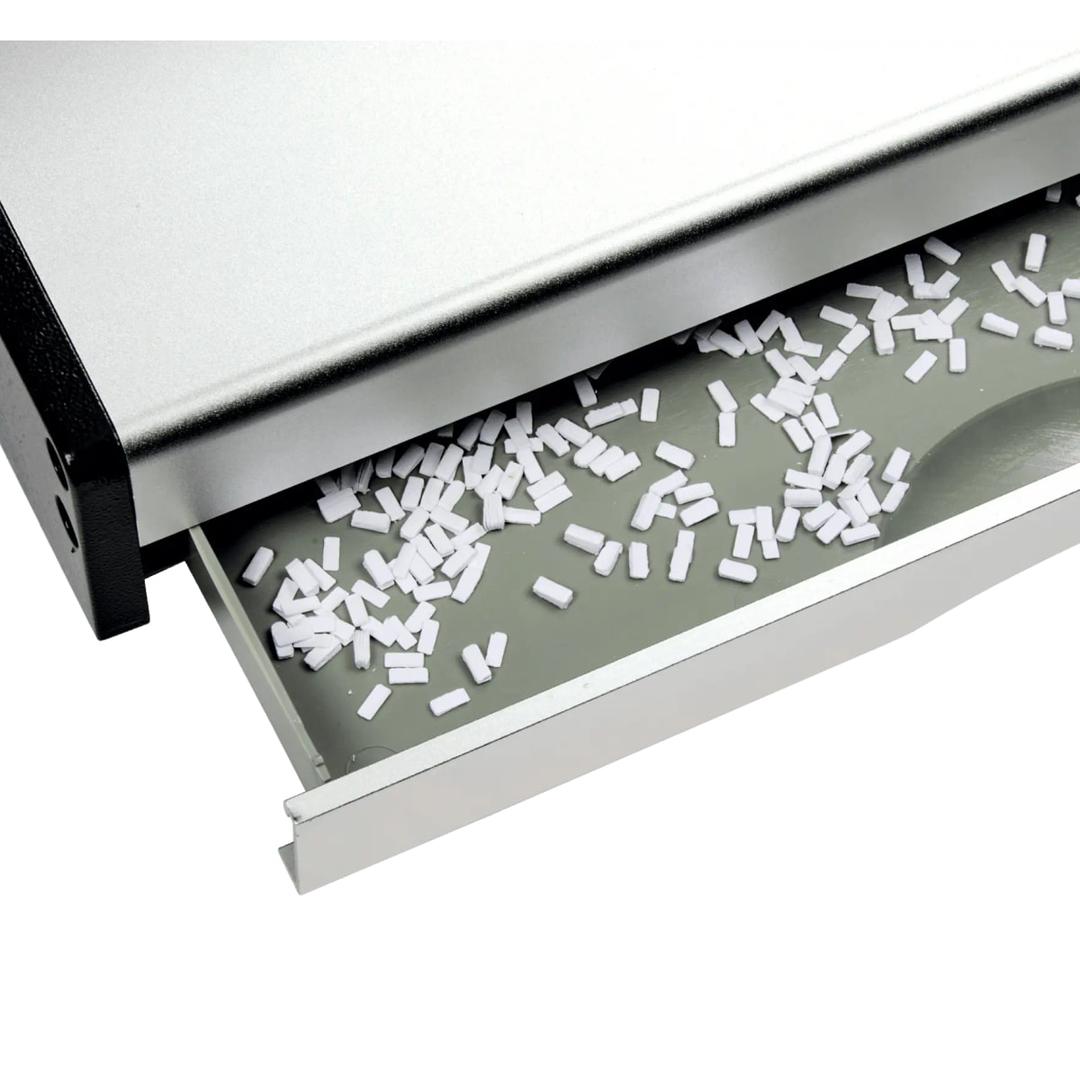 Perforelieuse électrique à pédale, peignes plastiques CB30E Pro GBC - Bac à déchets de perforation rempli de confettis
