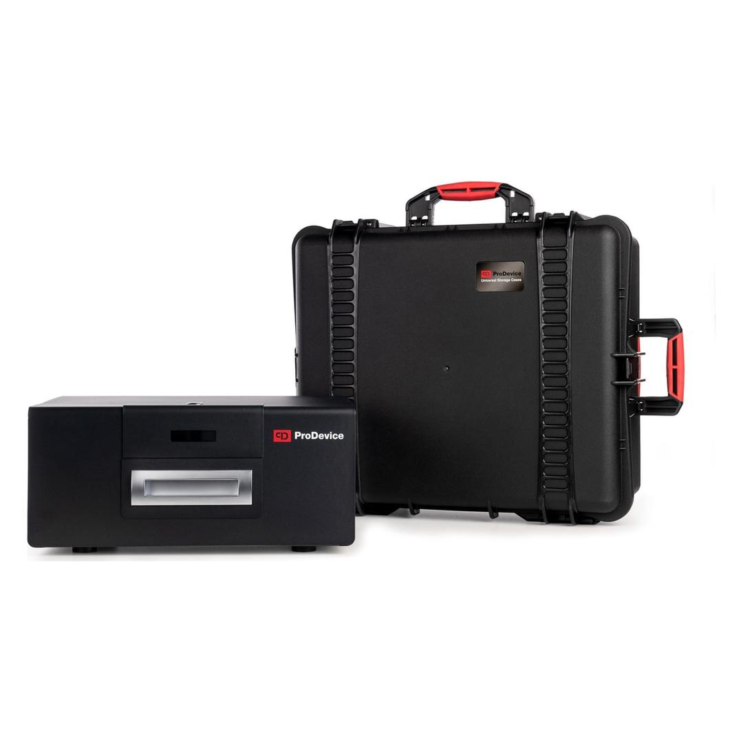 Valise étanche IP67 pour démagnétiseur Valise de transport ASM120 PRODEVICE - Valise de transport PRODEVICE pour démagnétiseur ASM120, fermée à côté du démagnétiseur