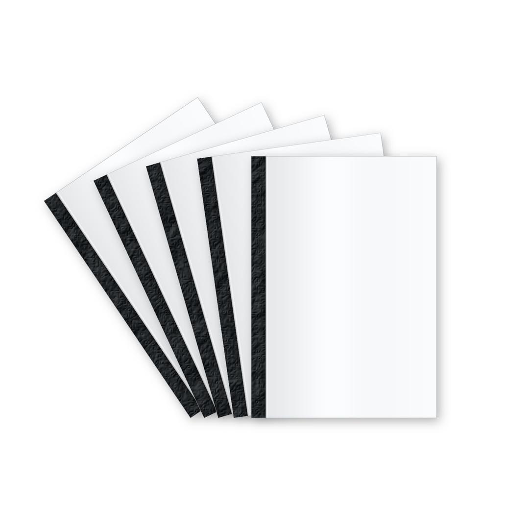 Couverture de reliure thermique A4 Couvertures thermiques dos grain cuir noir 3 mm A4 FALCON K - Couvertures thermiques A4 Falcon K à dos grain cuir noir et face transparente, illustration