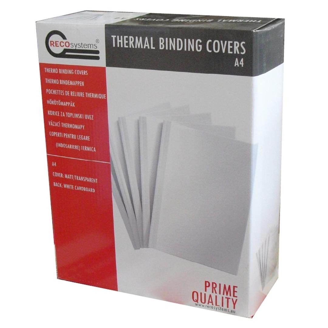 Couvertures thermiques blanches A4 Couvertures thermiques dos 30 mm RECOSYSTEMS - Boîte de couvertures thermiques RECOsystems A4