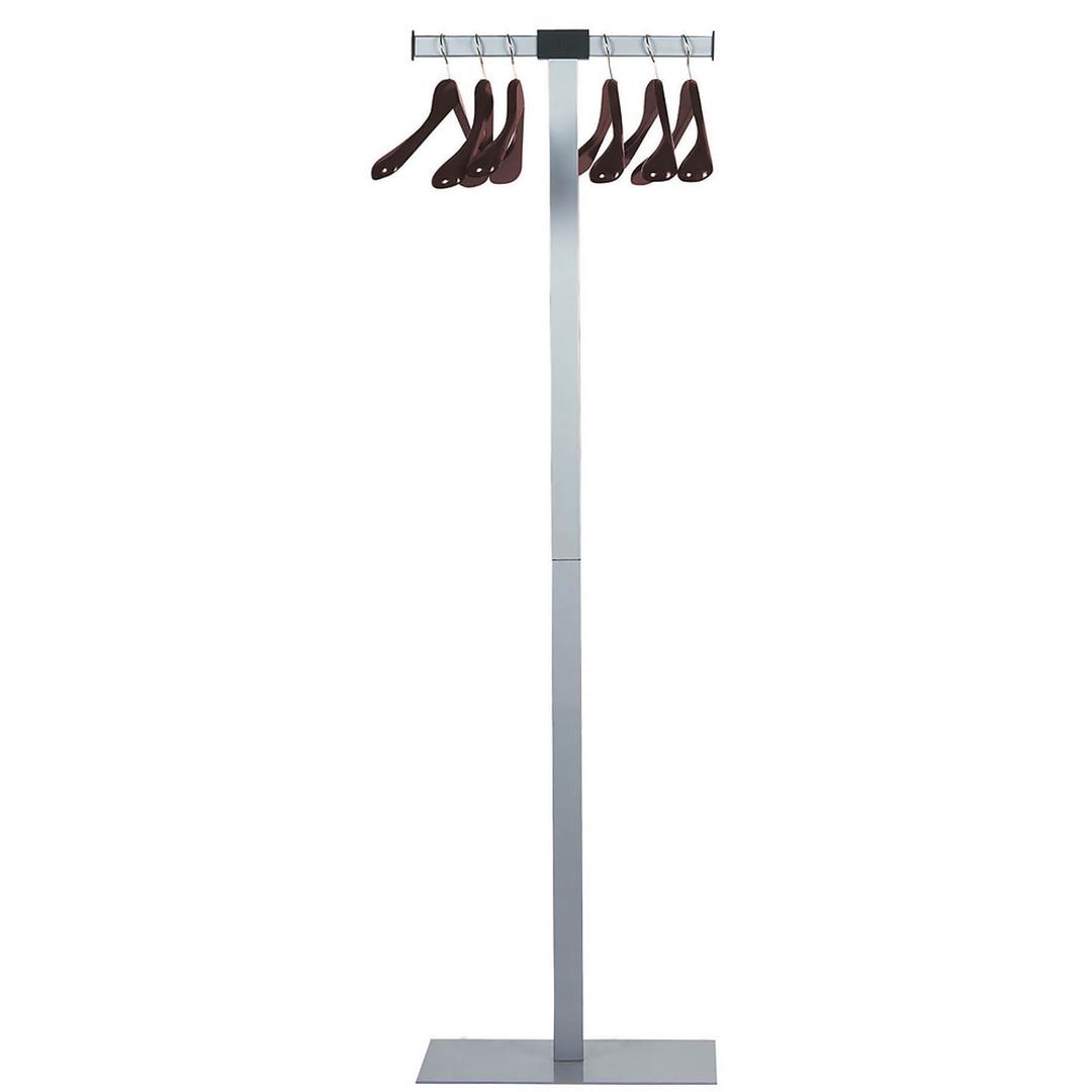 Portemanteau sur pied, 6 cintres fournis SPIRIT UNILUX - Portemanteau sur pied UNILUX SPIRIT gris métal avec ses 6 cintres en acajou