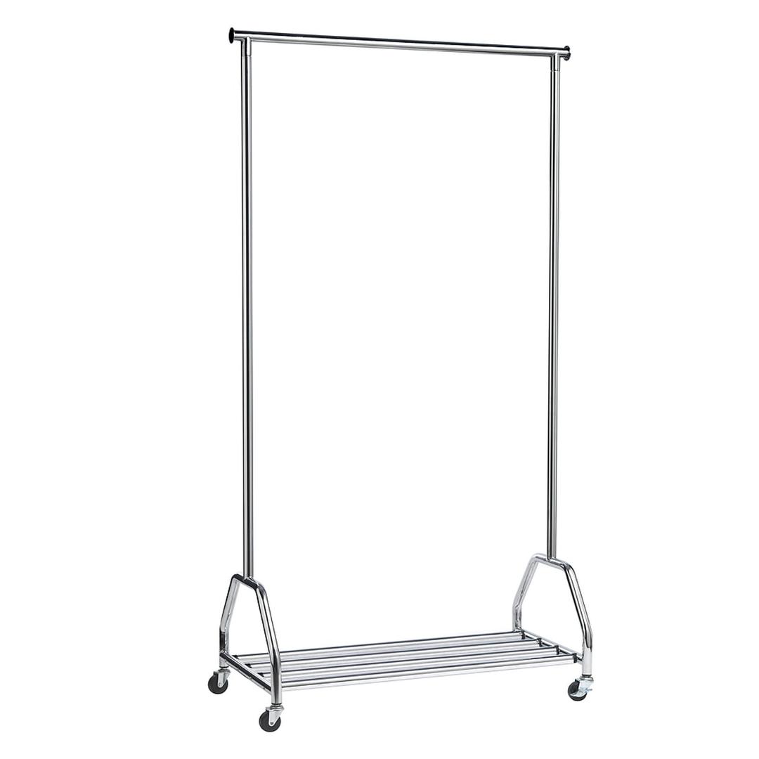 Vestiaire mobile, 40 cintres GROOM UNILUX - Vestiaire mobile UNILUX GROOM chromé sur roulettes, avec étagère basse