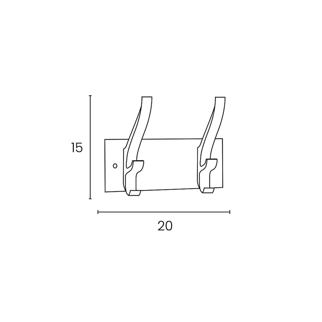 Patère murale, 2 patères CYPRES 2 patères UNILUX - Patère murale UNILUX CYPRES 2 patères, dimensions, 20 x 15 cm