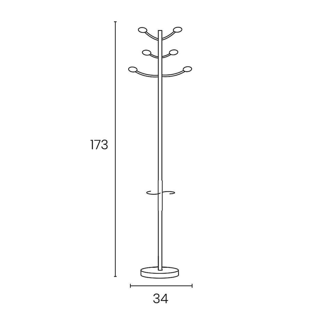 Portemanteau sur pied, 6 patères BOUQUET UNILUX - Portemanteau sur pied UNILUX BOUQUET, dimensions, 173 cm de haut, base de 34 cm
