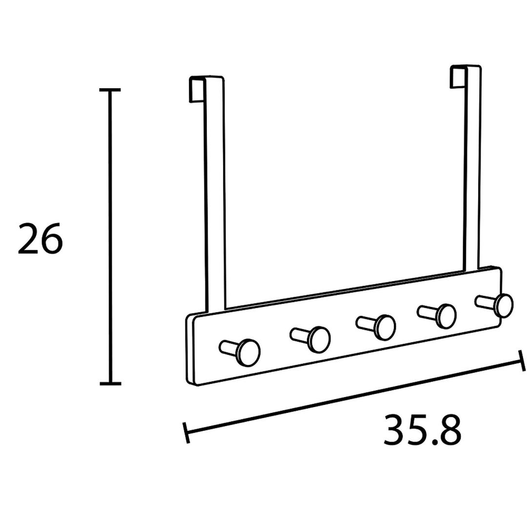 Patère de porte, 5 crochets KARAKO UNILUX - Patère de porte UNILUX KARAKO, dimensions