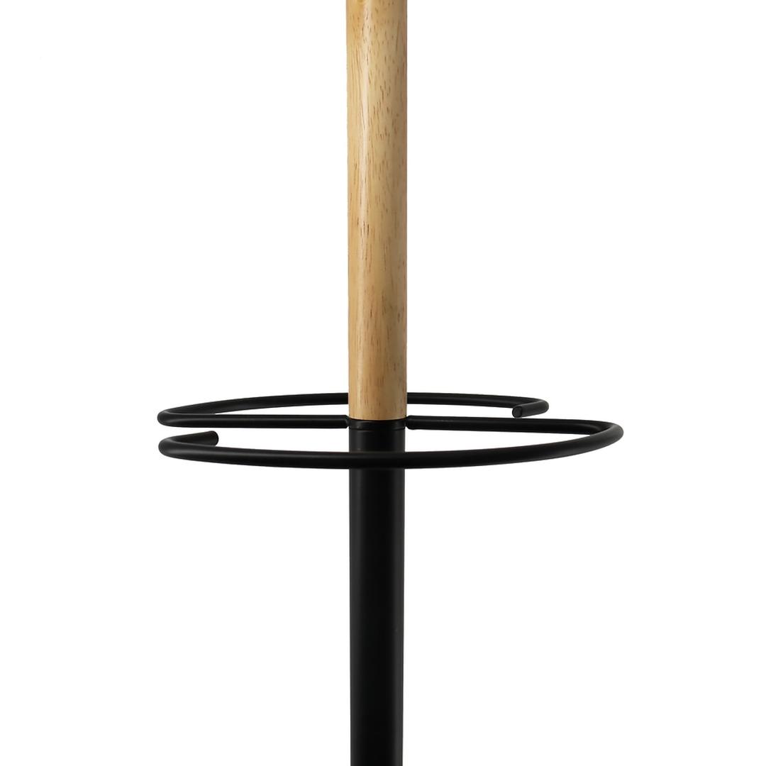 Portemanteau sur pied, 6 patères SNOOD UNILUX - Portemanteau sur pied UNILUX SNOOD, insert en bois et porte-parapluies, détail