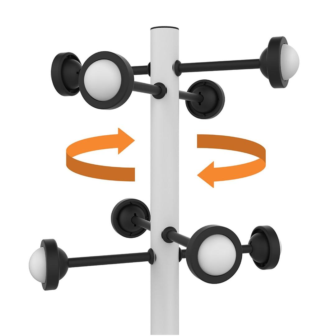 Portemanteau sur pied, 8 patères ACCUEIL blanc UNILUX - Portemanteau sur pied UNILUX ACCUEIL blanc, tête tournante, détail