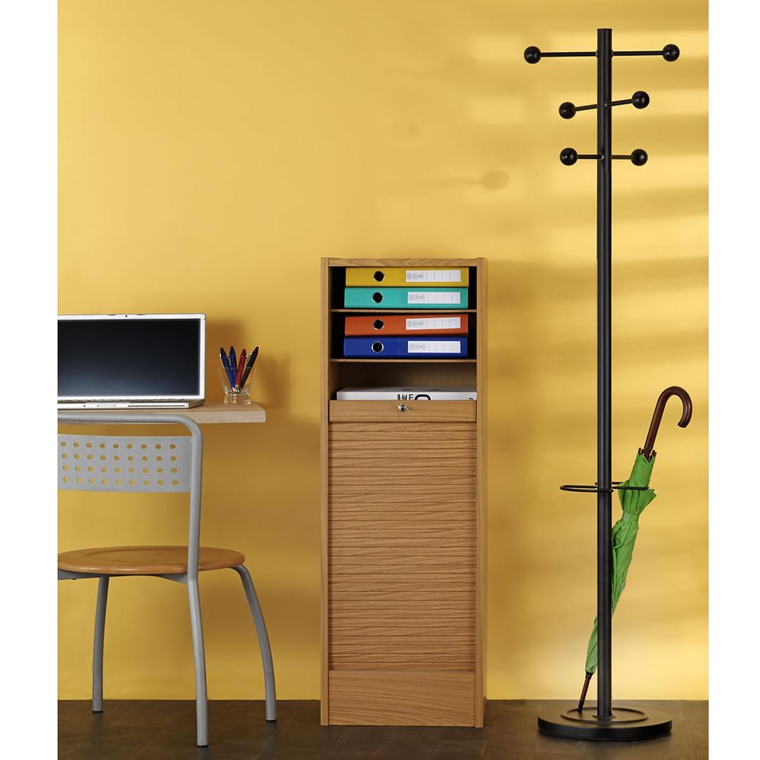 Portemanteau sur pied, 6 patères ACCESS noir UNILUX - Portemanteau sur pied UNILUX ACCESS noir, en situation dans un bureau