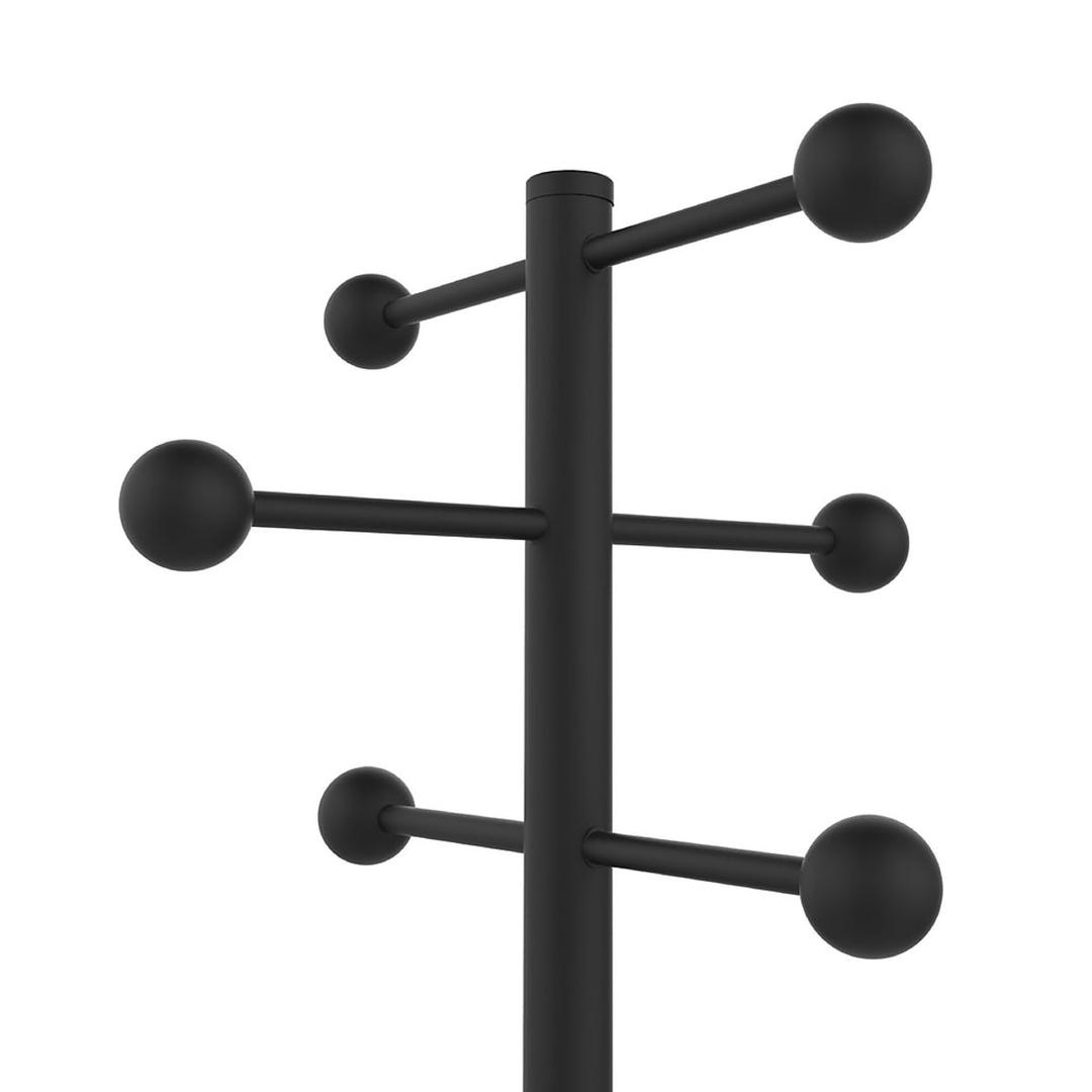 Portemanteau sur pied, 6 patères ACCESS noir UNILUX - Portemanteau sur pied UNILUX ACCESS noir, patères décalées, détail