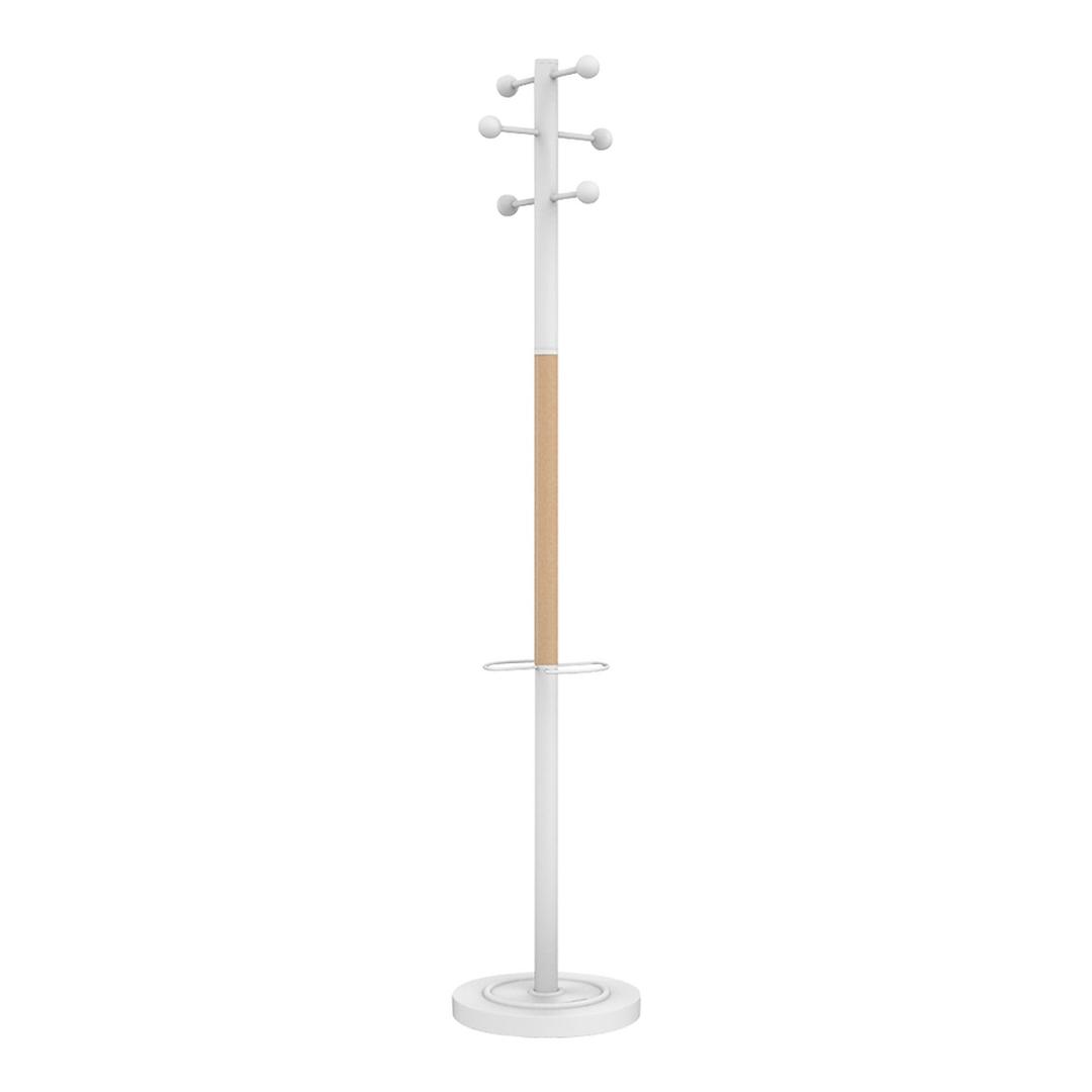 Portemanteau sur pied, 6 patères ACCESS blanc et hêtre UNILUX - Portemanteau sur pied UNILUX ACCESS blanc et hêtre, vue d'ensemble
