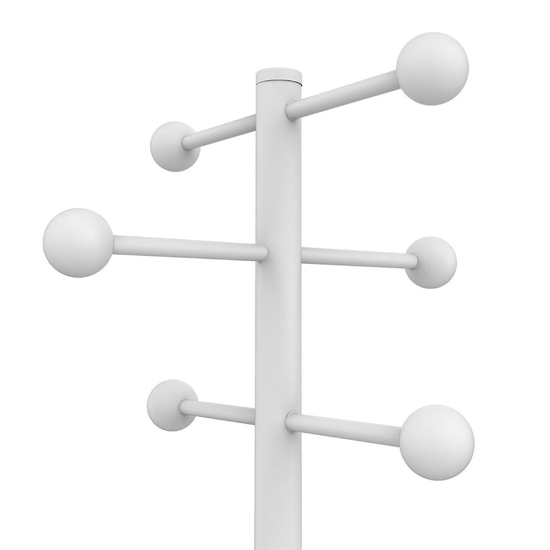 Portemanteau sur pied, 6 patères ACCESS blanc et hêtre UNILUX - Portemanteau sur pied UNILUX ACCESS blanc et hêtre, patères décalées, détail