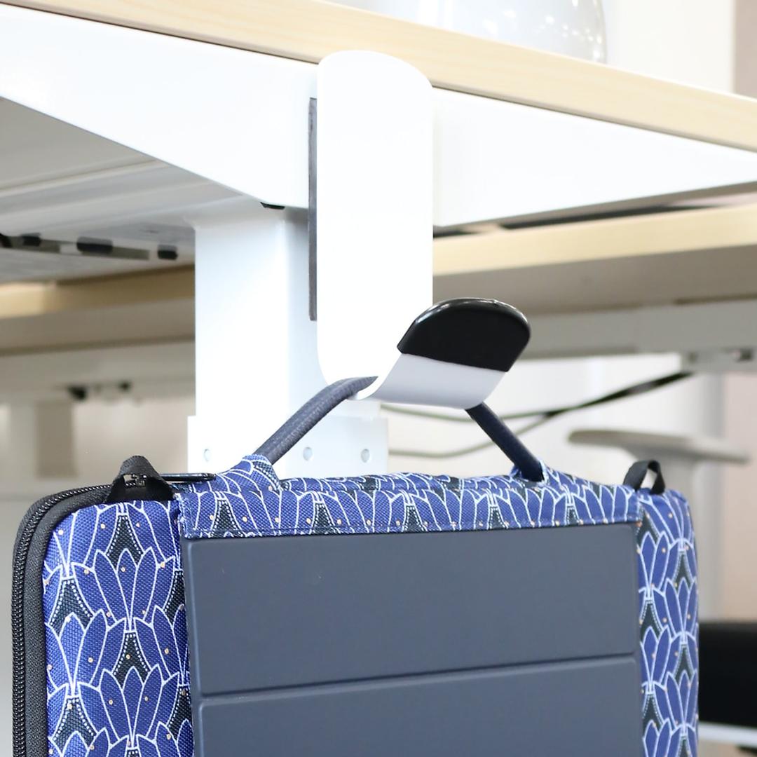Patère magnétique, 12 kg STEELY blanc UNILUX - Patère magnétique UNILUX STEELY blanc, fixée sur un bureau, un sac suspendu