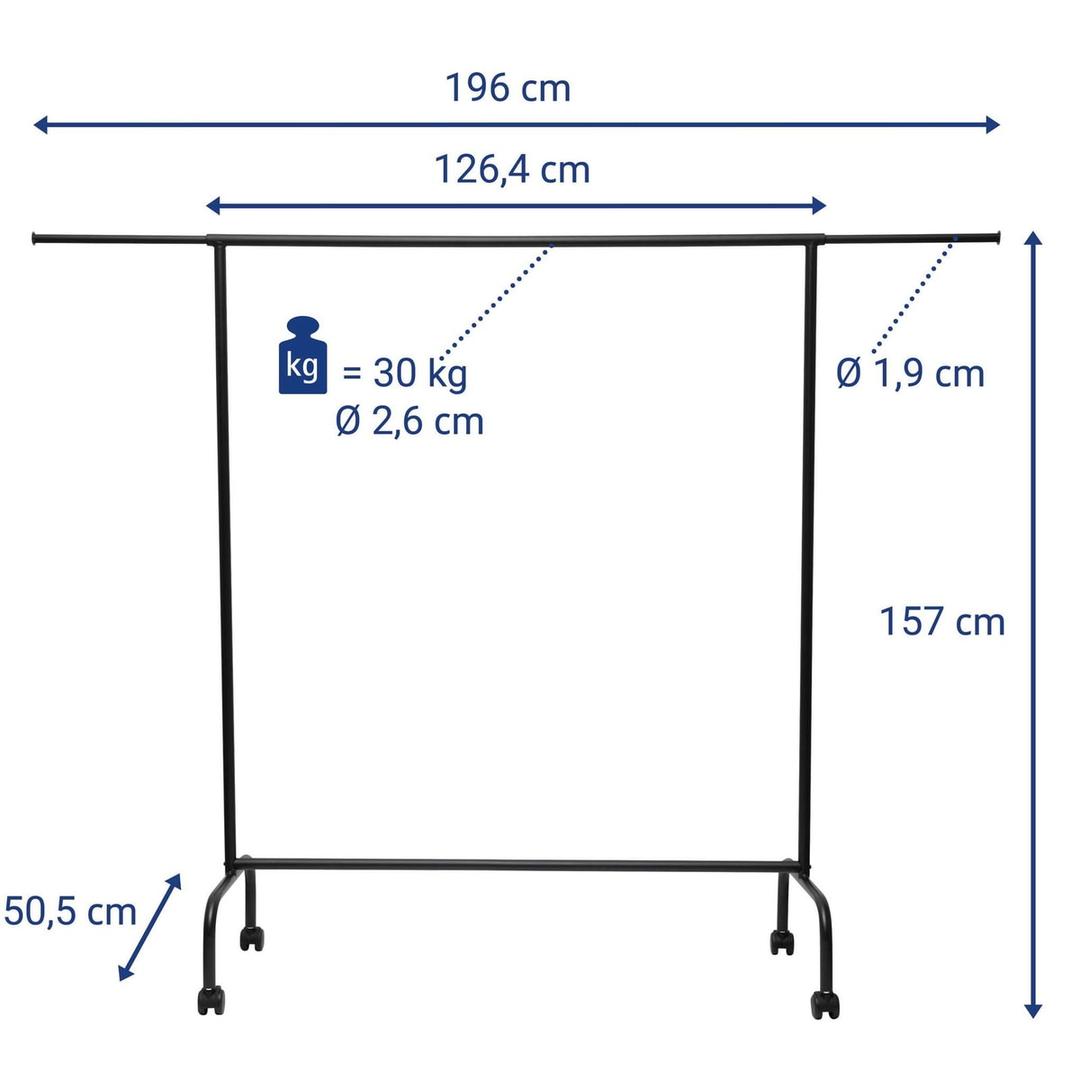 Vestiaire mobile, barre de 126 cm limbo MAUL - Vestiaire mobile MAULlimbo, dimensions