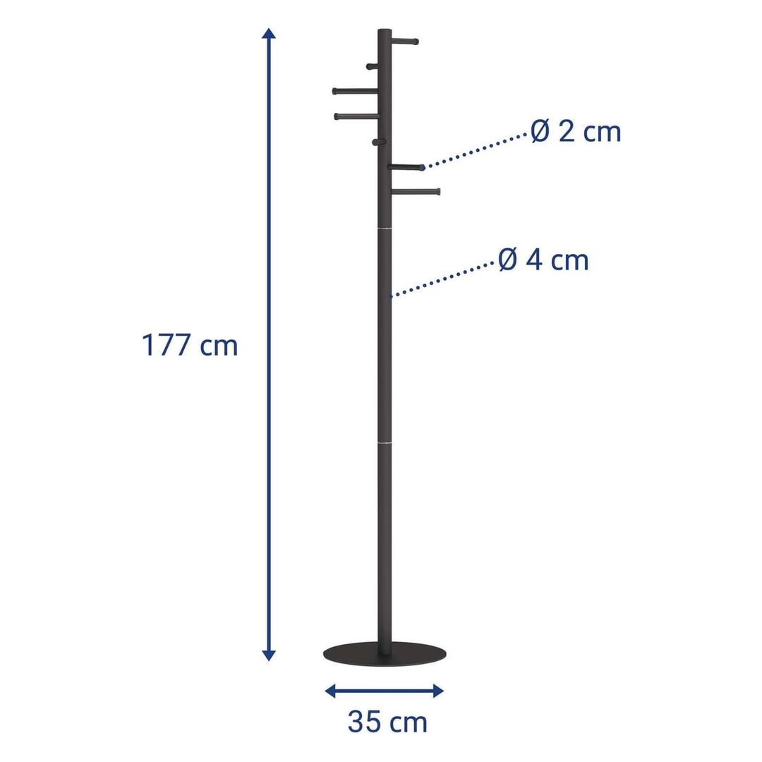 Portemanteau sur pied, 7 tringles caurus noir MAUL - Portemanteau sur pied MAULcaurus noir, dimensions