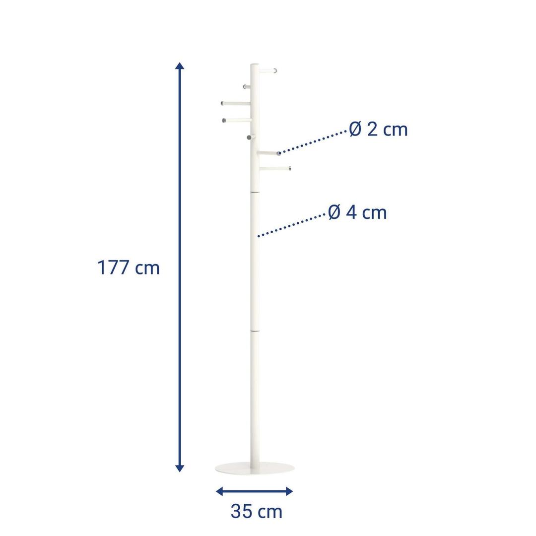 Portemanteau sur pied, 7 tringles caurus blanc MAUL - Portemanteau sur pied MAULcaurus blanc, dimensions