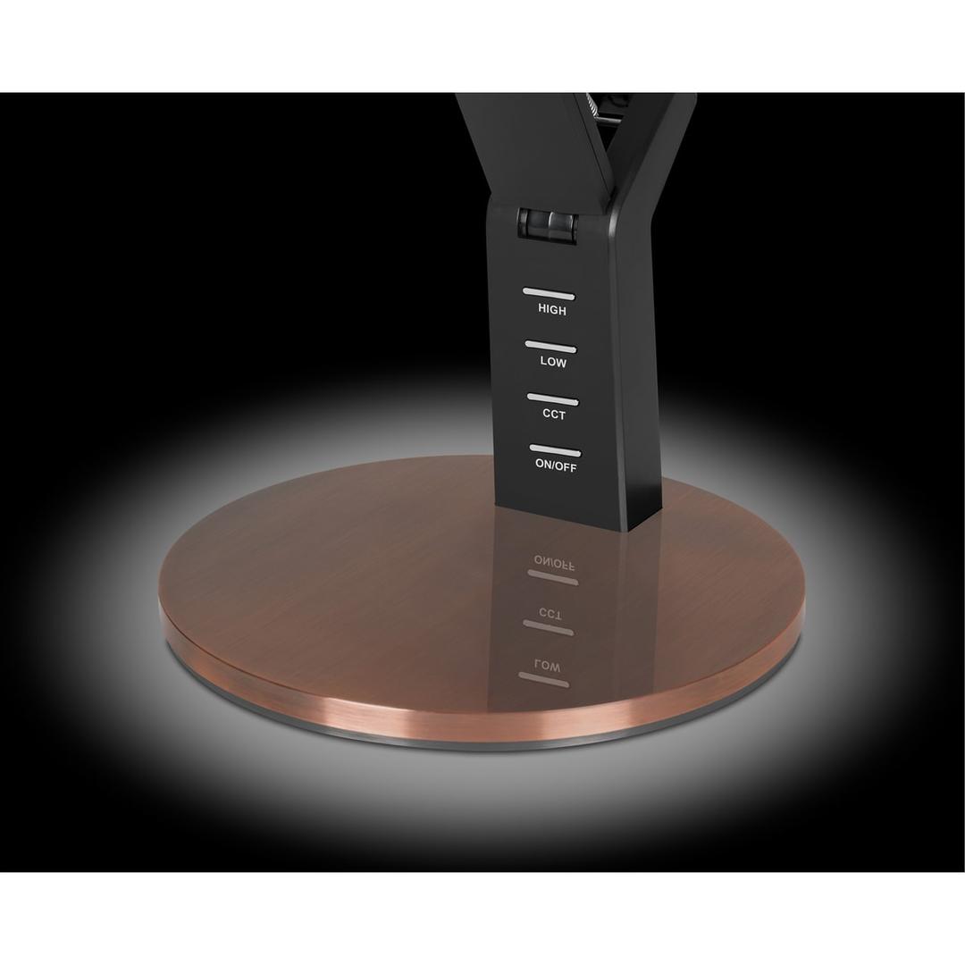 Lampe de bureau LED, port USB Glow HANSA - Lampe de bureau Hansa Glow cuivre, touches de commande sur le pied