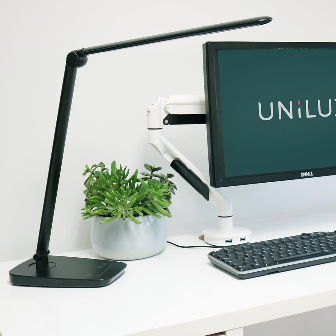 Lampe de bureau LED, température réglable TWISTLED UNILUX - Lampe de bureau UNILUX TWISTLED noir, en situation sur un bureau