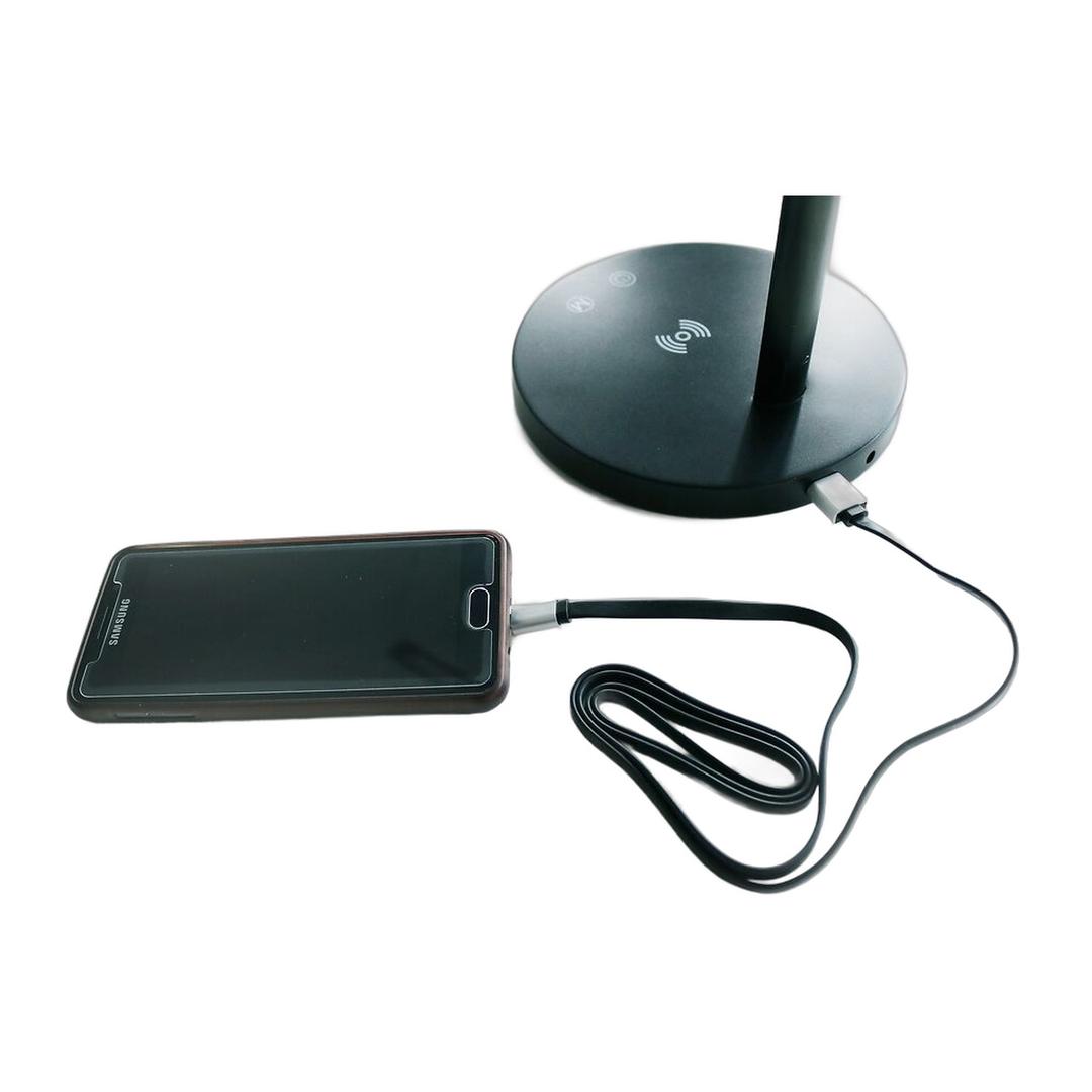 Lampe de bureau LED, chargeur à induction DIVA UNILUX - Lampe de bureau LED UNILUX DIVA noir, recharge USB d'un téléphone