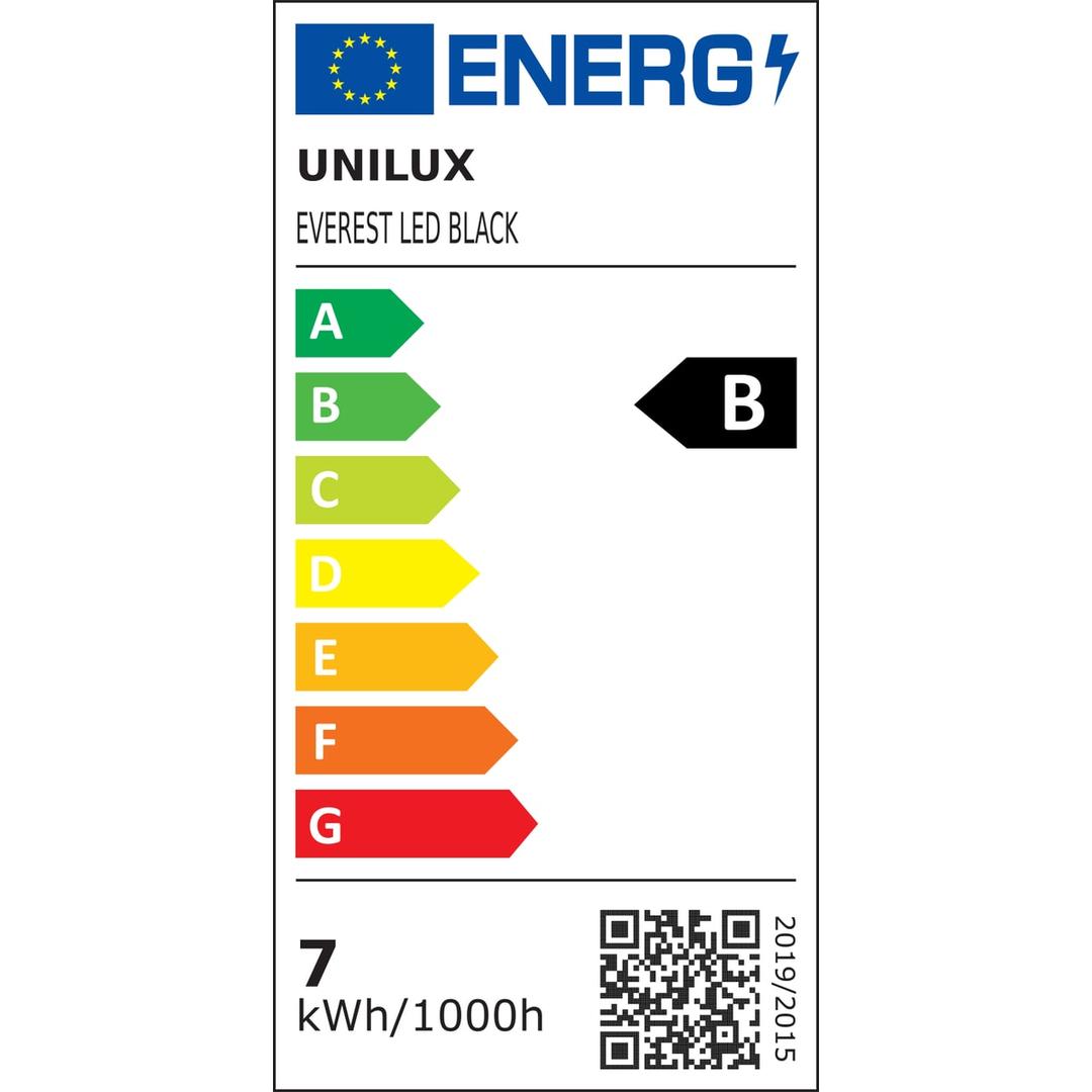 Lampe de bureau LED, bras double EVEREST UNILUX - Étiquette énergie de la source LED, classe B, Lampe de bureau LED UNILUX EVEREST noir