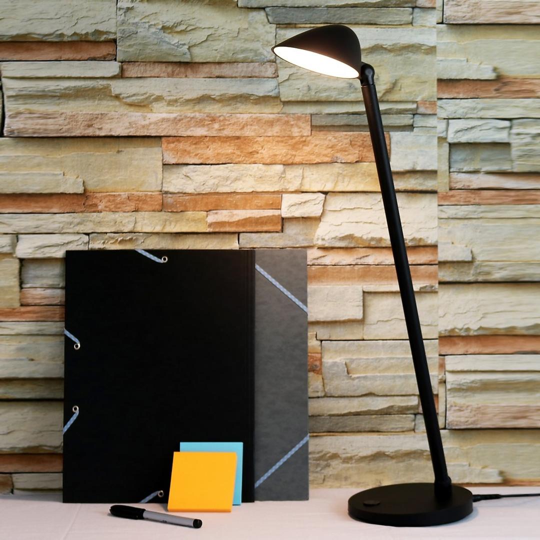 Lampe de bureau LED, port USB JACK UNILUX - Lampe de bureau LED UNILUX JACK noir, en situation sur un bureau