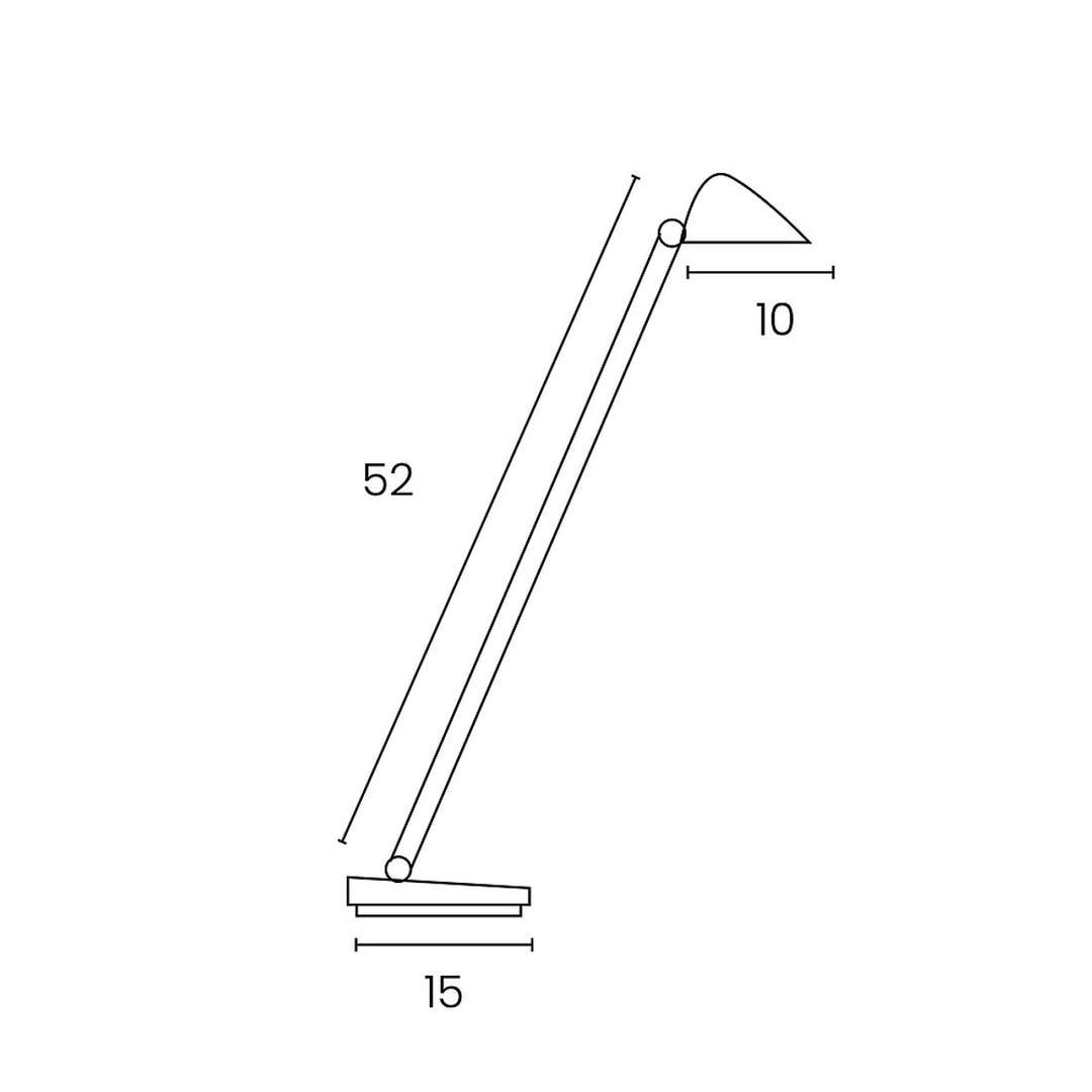 Lampe de bureau LED, port USB JACK UNILUX - Lampe de bureau LED UNILUX JACK noir, dimensions