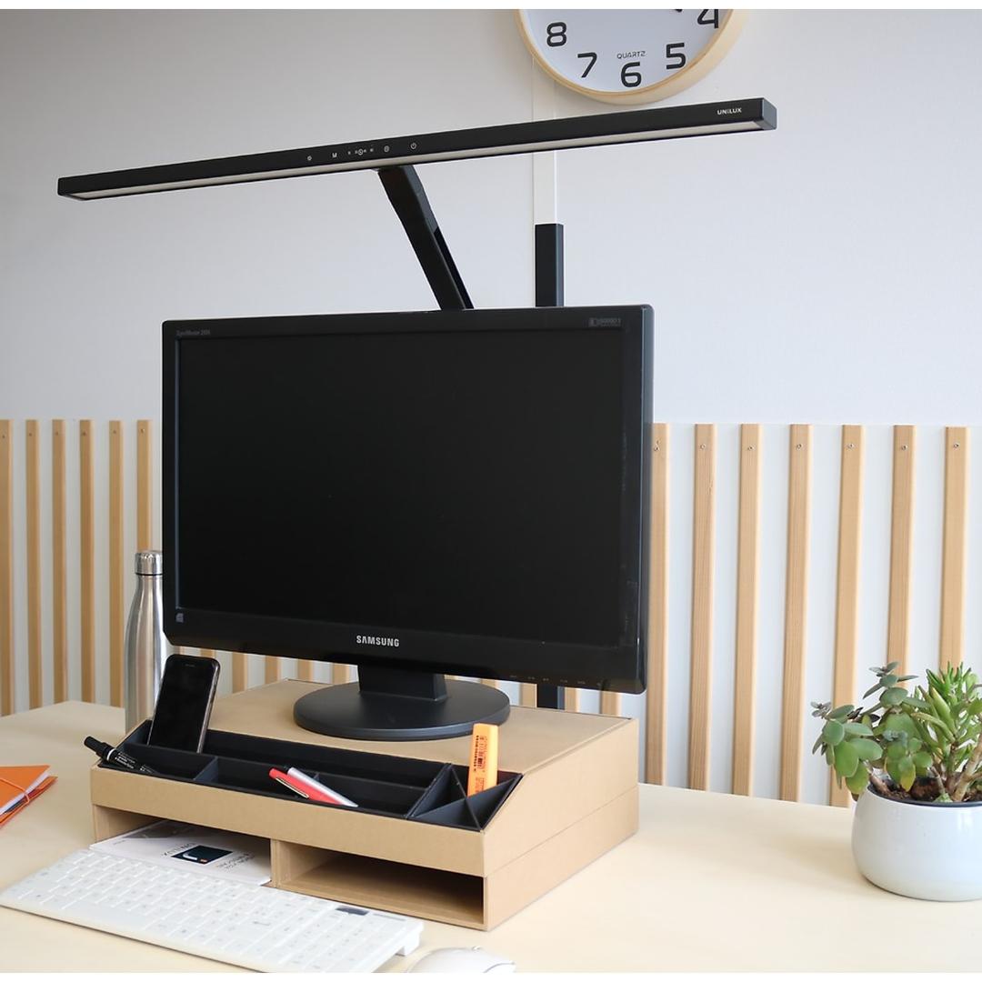 Lampe de bureau LED à pince, luminothérapie ELITE LUMINO UNILUX - Lampe de bureau LED à pince UNILUX ELITE LUMINO noir, éclairage d'un poste de travail