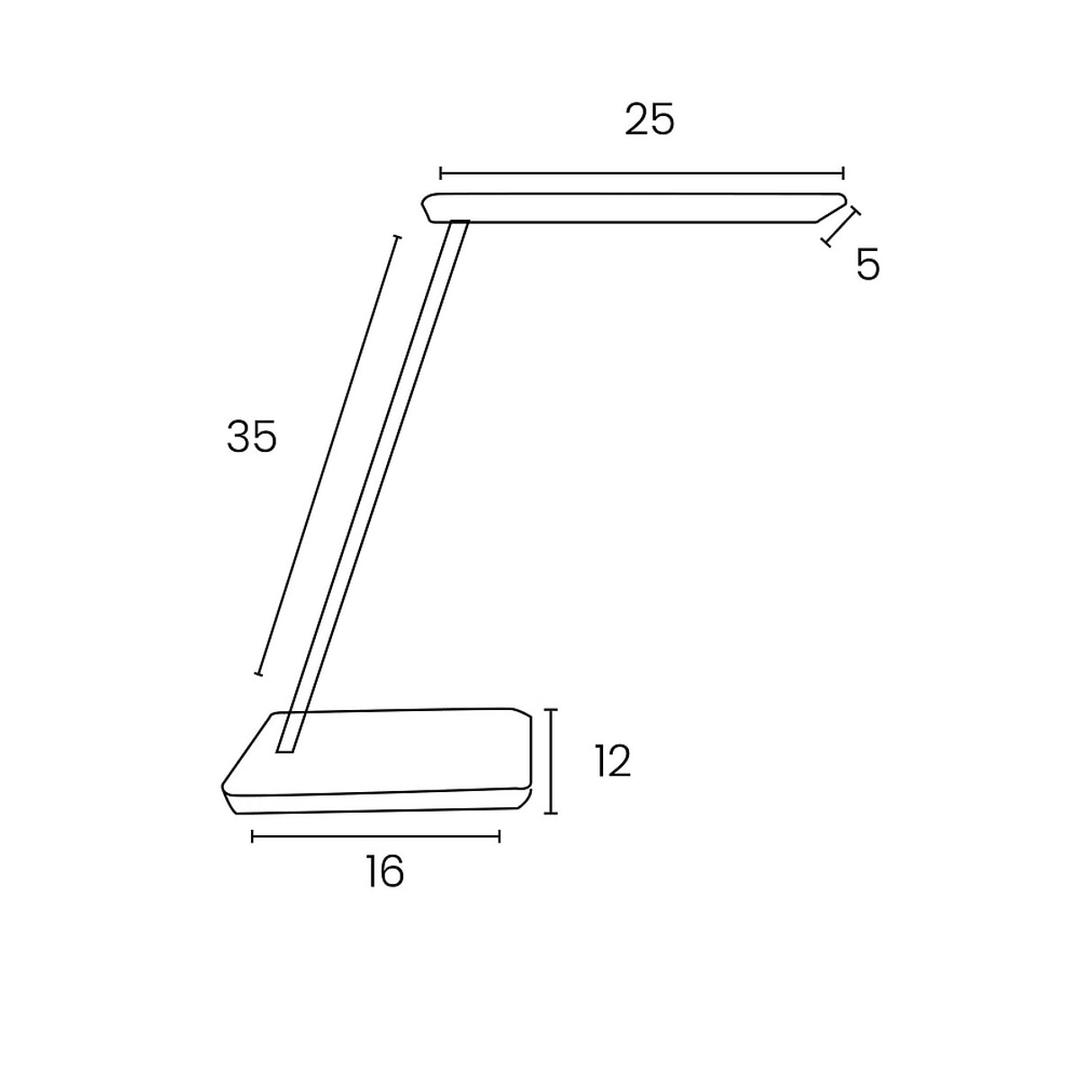 Lampe de bureau LED compacte, induction LINKA UNILUX - Lampe de bureau LED compacte UNILUX LINKA noir, dimensions