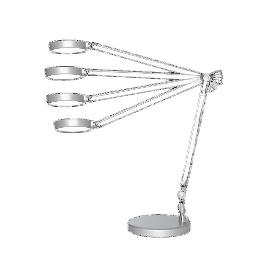Lampe de bureau LED, bras double SENZA 2 UNILUX - Lampe de bureau LED UNILUX SENZA 2 argent, amplitude du bras double