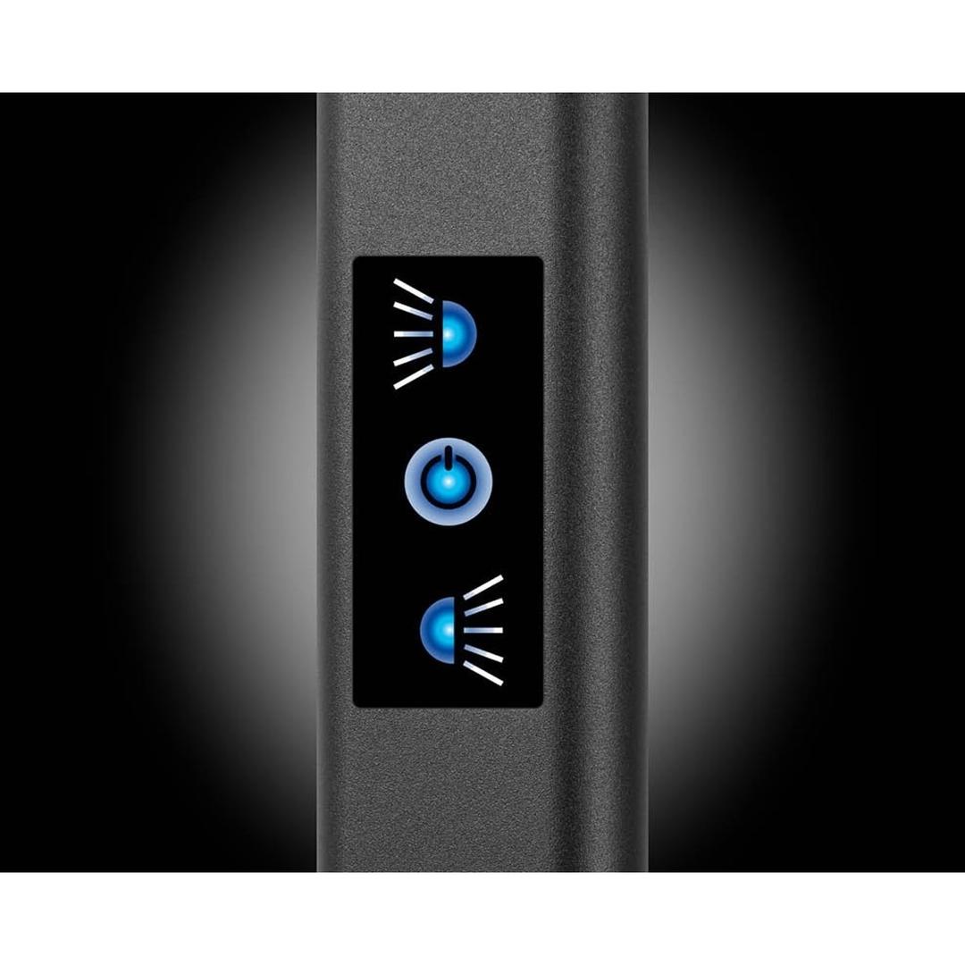Lampadaire LED de bureau, 2 têtes Larimar noir HANSA - Lampadaire Hansa Larimar noir, touches tactiles sur le fût