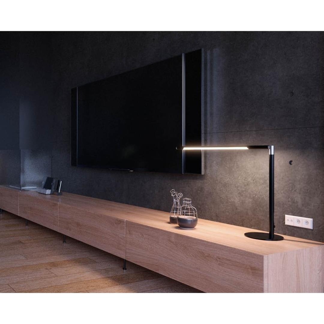 Lampe de bureau LED, IRC supérieur à 90 Aura noir HANSA - Lampe de bureau Hansa Aura noir, sur un meuble