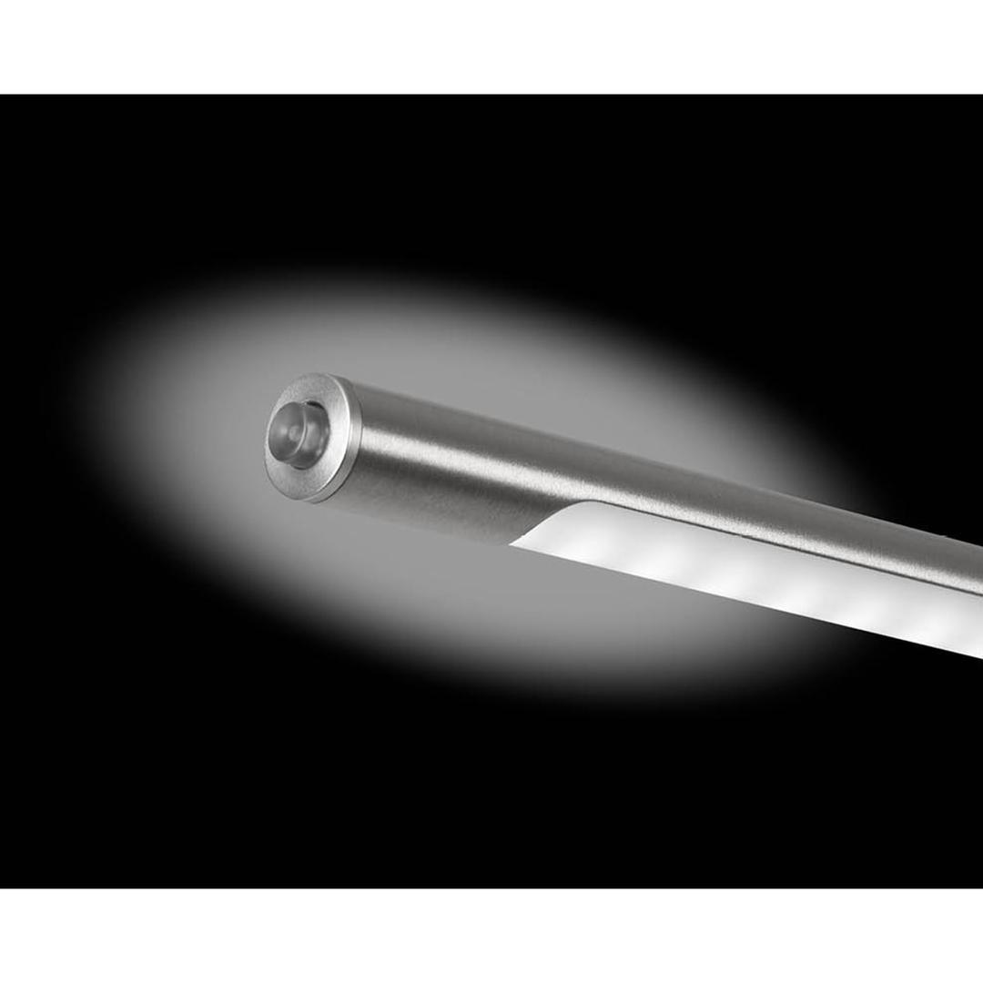 Lampe de bureau LED, IRC supérieur à 90 Aura argent HANSA - Lampe de bureau Hansa Aura argent, bout de la tête et interrupteur