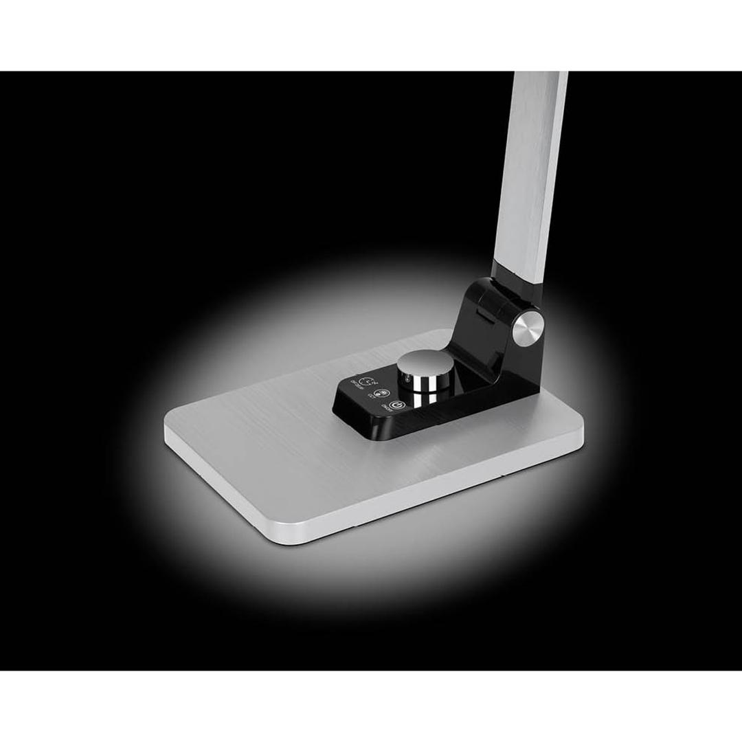 Lampe de bureau LED, bouton variateur Breeze argent brossé HANSA - Lampe de bureau Hansa Breeze argent brossé, pied, bouton et touches