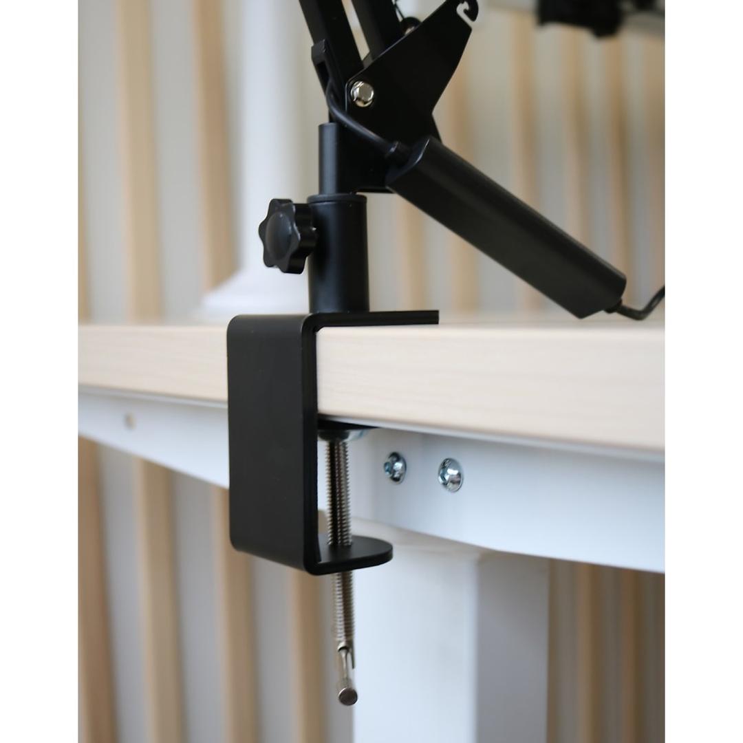 Lampe de bureau LED sur socle ou pince, IRC 95 SWINGOLED 2.0 UNILUX - Lampe de bureau LED sur socle ou pince UNILUX SWINGOLED 2.0 noir, fixation par pince, détail
