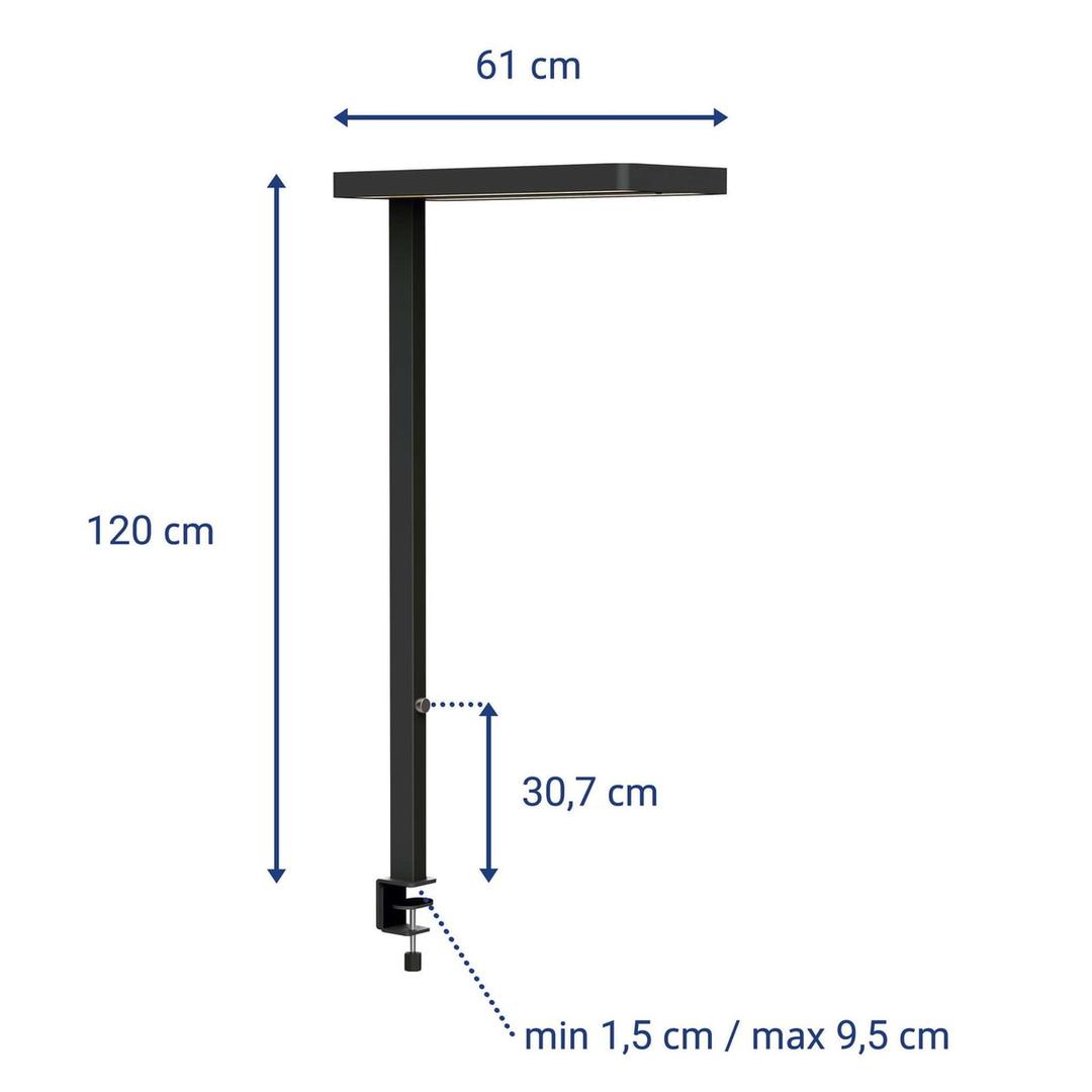Lampadaire LED à pince, direct et indirect javal à pince noir MAUL - Lampadaire LED à pince MAULjaval noir, dimensions