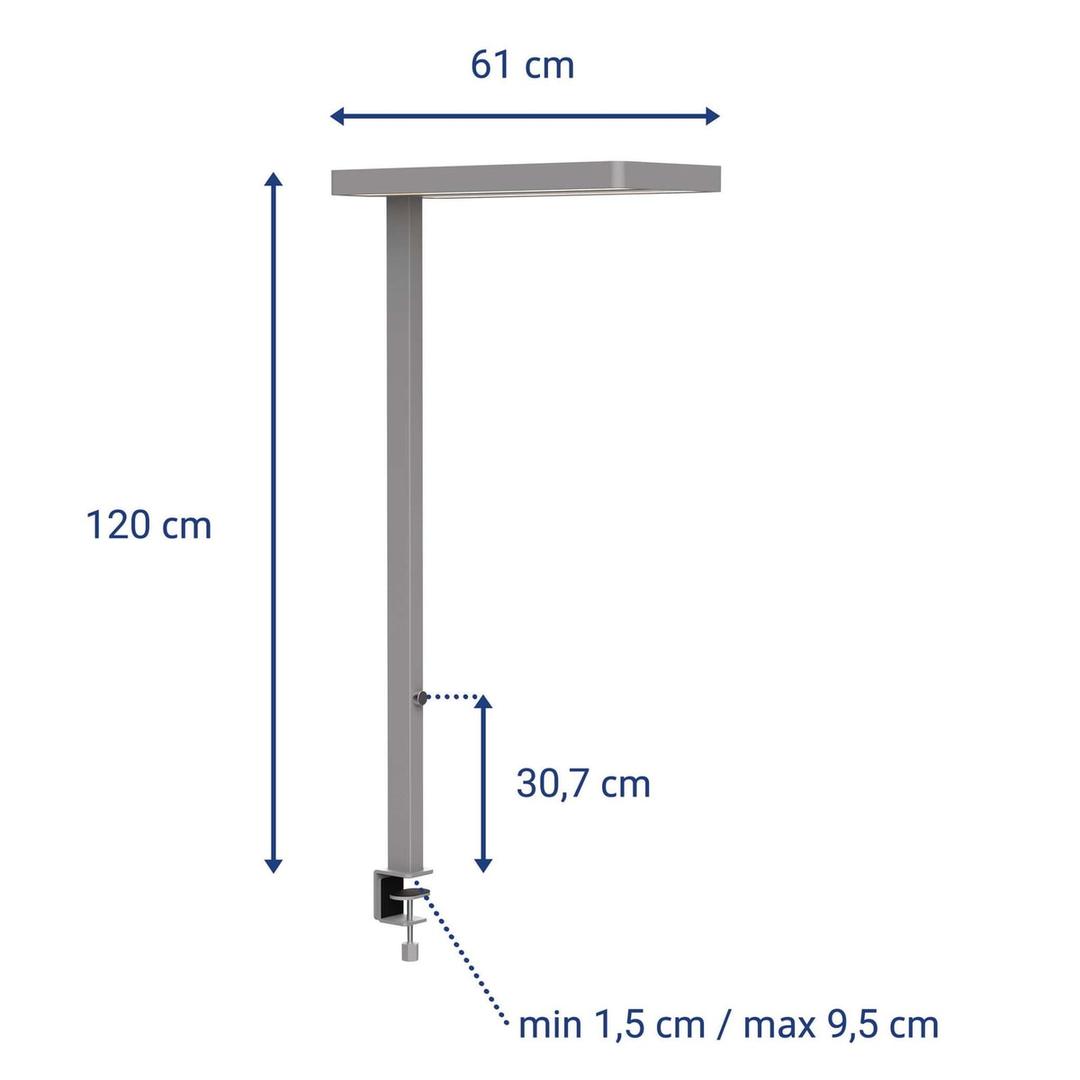 Lampadaire LED à pince, direct et indirect javal à pince argent MAUL - Lampadaire LED à pince MAULjaval argent, dimensions