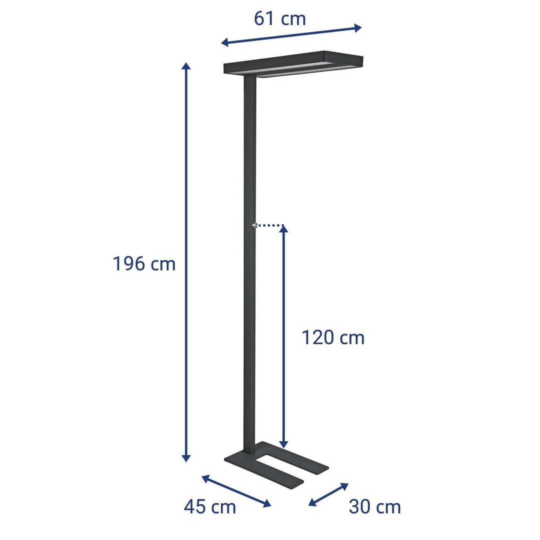Lampadaire LED, direct et indirect javal noir MAUL - Lampadaire LED MAULjaval noir, dimensions