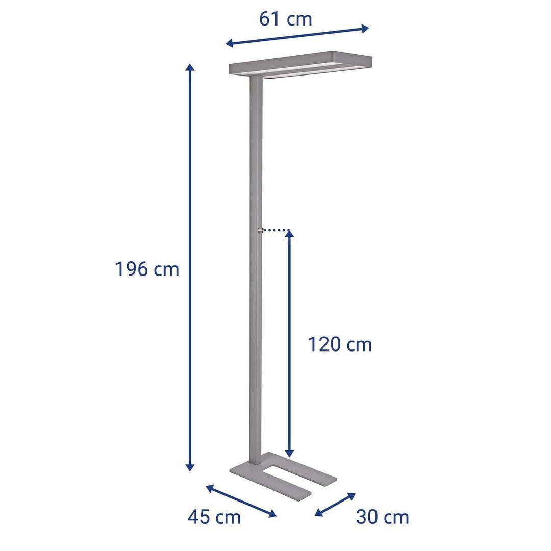 Lampadaire LED, direct et indirect javal argent MAUL - Lampadaire LED MAULjaval argent, dimensions