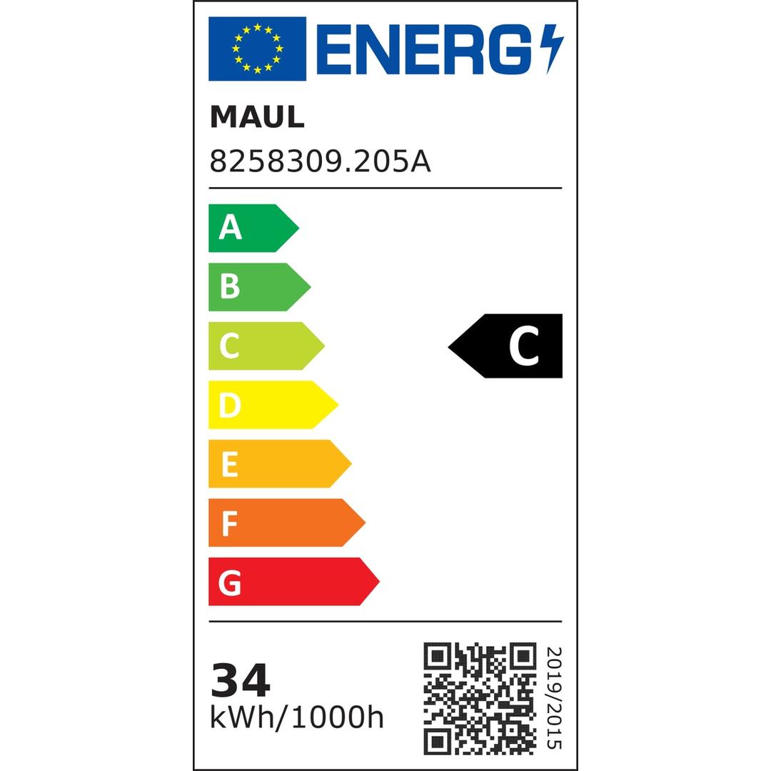 Lampadaire LED, détecteur de présence juvis sensor noir MAUL - Étiquette énergie du module LED 6500 lm, classe C, Lampadaire LED MAULjuvis sensor noir