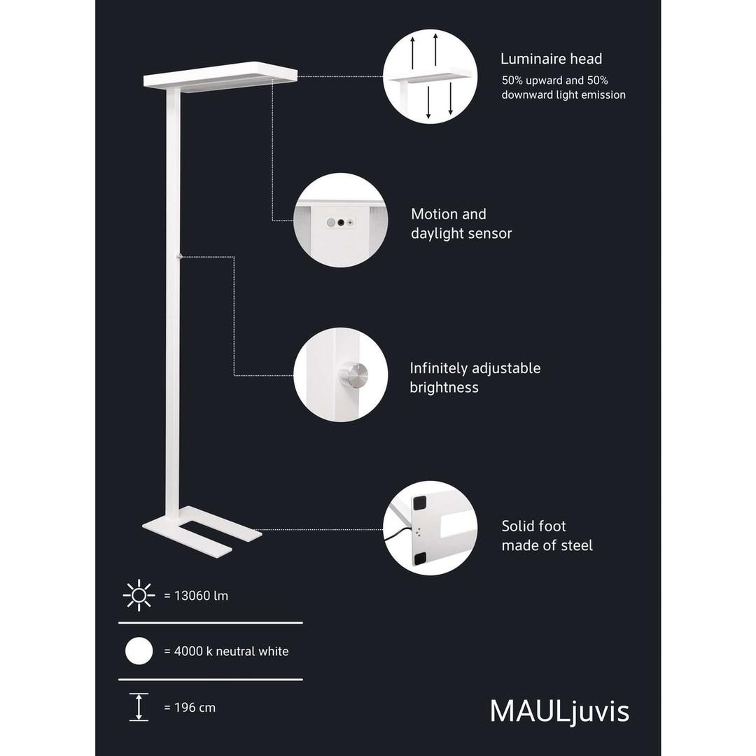 Lampadaire LED, détecteur de présence juvis sensor blanc MAUL - Lampadaire LED MAULjuvis sensor blanc, dimensions