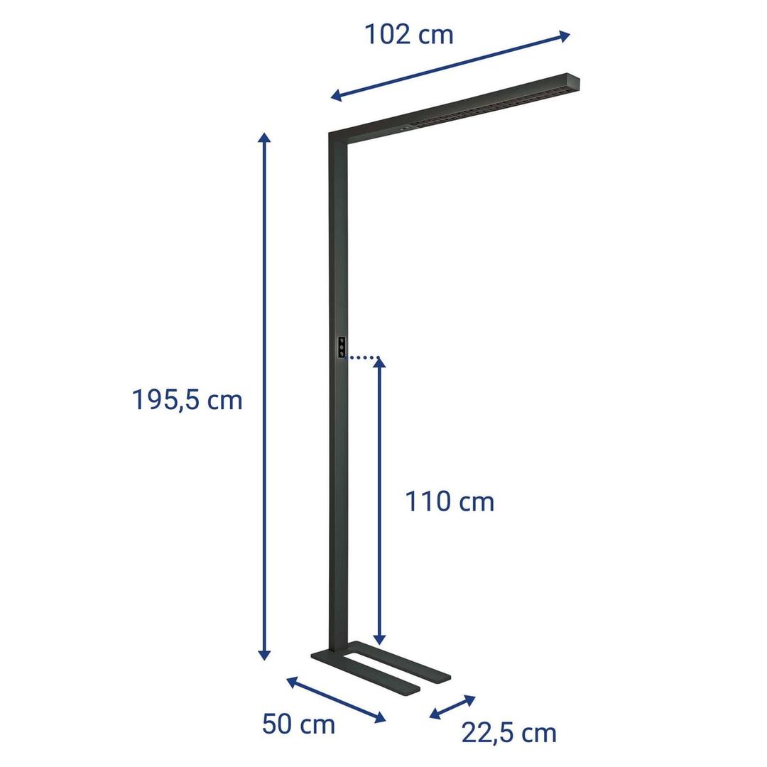 Lampadaire LED, température réglable sirius noir MAUL - Lampadaire LED MAULsirius noir, dimensions