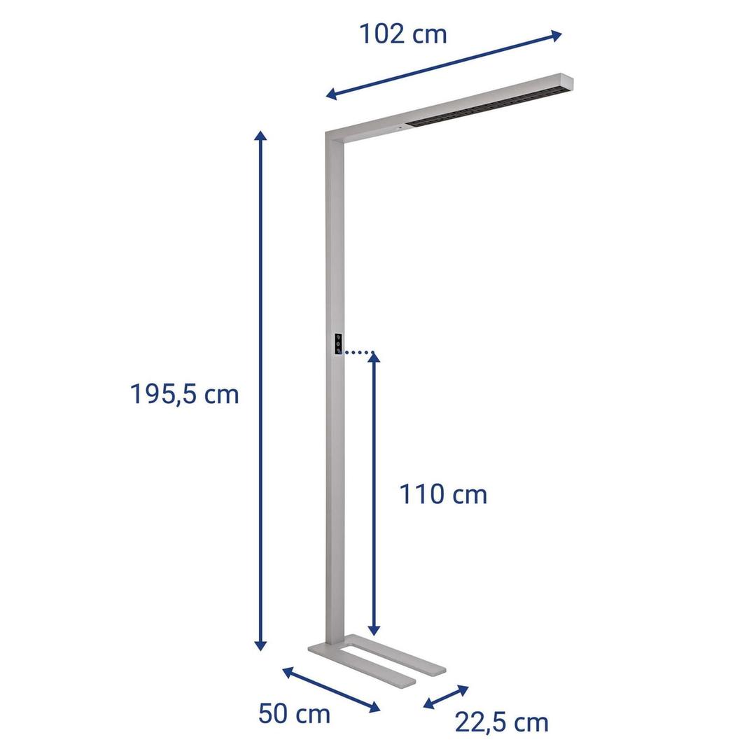 Lampadaire LED, température réglable sirius argent MAUL - Lampadaire LED MAULsirius argent, dimensions